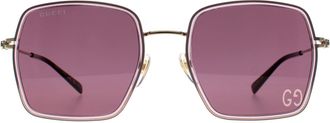 Gucci Square Womens Pink Gold Violet GG1848S Metal - One Size