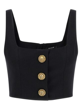 Balmain Womens Cropped Wool Brassiere Top