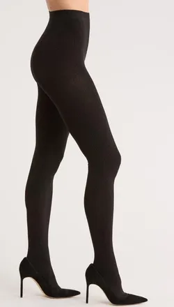 Nordstrom Sparkle Rib Tights in Black at Nordstrom, Size Medium