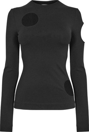 Off-white Off White Dames-top met uitsnijdingen en lange mouwen, model Meteor (Zwart)