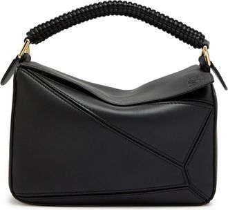 Loewe Puzzle Small Woven Leather top Handle bag - Black - One Size