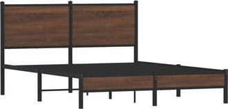 vidaXL Metal Bed Frame without Mattress Brown Oak 137x190 cm Vidaxl