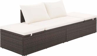 vidaXL Cama De Jard&iacute;n 195x60 Cm Rat&aacute;n Sint&eacute;tico Marr&oacute;n