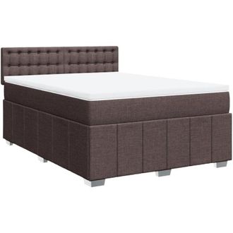 vidaXL Vidaxl - Cama Box Spring Con Colch&oacute;n Tela Marr&oacute;n Oscuro 160x200 Cm