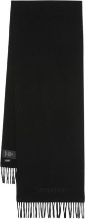 Saint Laurent Black Wool scarf with logo