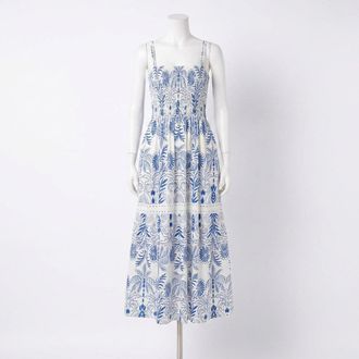 Z Supply Nadine Airy Palm Maxi Dress In Nautical Cobalt Blue
