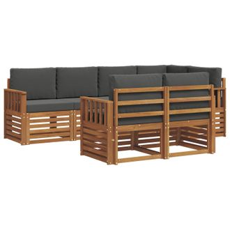 vidaXL Conjunto De Sof&aacute; Seccional Con Coj&iacute;n 7 Pcs Natural Y Antracita Vidaxl