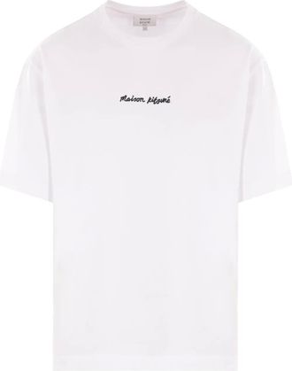 Maison Kitsuné T-shirt met geborduurd logo - Wit