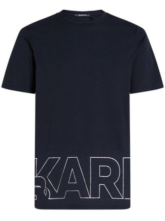 Karl Lagerfeld Metallic T-shirt met logoprint - Blauw