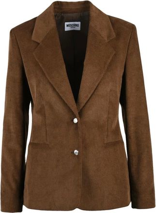 Moschino Jassen, Dames, Bruin, M, Katoen, Corduroy Blazer