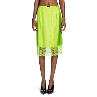 Gucci Viscose twill skirt with floral lace