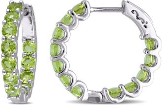 Amour 3 4/5 CT TGW Peridot Inside Outside Hoop Earrings in Sterling Silver