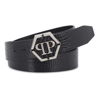 Philipp Plein Belts, male, Black, Size: 105 CM Leather Belt Cocco