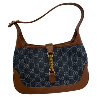 Gucci Pre-owned Womens Medium Jackie 1961 Monogram Shoulder Bag in Blue Cotton Denim - One Size
