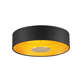 QAZQA Moderno Plaf&oacute;n Moderno De Terciopelo Negro Con Led Regulable En 3 Pasos - Bredow Terciopelo /acero Redonda Incluye Led Max. 1 X 10.5 Watt - Qazqa