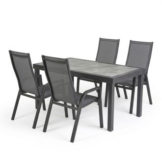 ED&Egrave;N JARD&Iacute; Conjunto de mesa rectangular y sillas extensible Gris Antracita