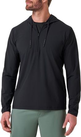 Travis Mathew Hero Hour Performance Half Zip Hoodie in Black at Nordstrom, Size Xxx-Large