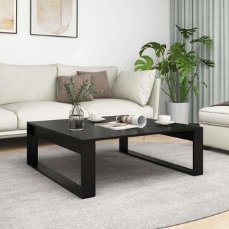 vidaXL Mesa De Centro Madera Contrachapada Negro 100x100x35 Cm Vidaxl