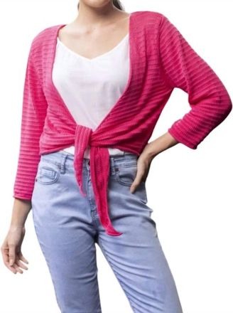 Orientique Knit Essentials Tie Shrug In Pink