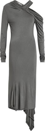 AARON ESH Asymmetric Jersey Midi Dress - Grey - 12 (UK12 / M)