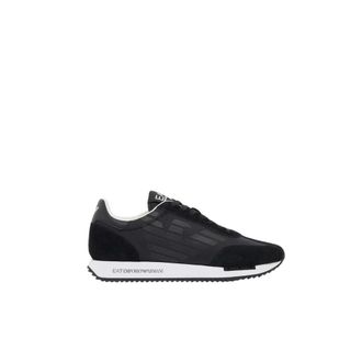 Emporio Armani Sneaker van textiel en su&egrave;de - Heren - Schoenen - Zwart - Maat: 44 2/3 EU Su&egrave;de