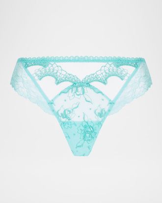 Lise Charmel Princesse Iris Scalloped Lace & Tulle Thong
