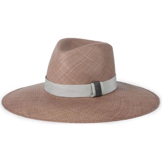 Brunello Cucinelli Straw fedora in Brown at Nordstrom, Size X-Small