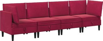 vidaXL Juego De Muebles De Sal&oacute;n 4 Uds. Rojo Vino Terciopelo Vidaxl