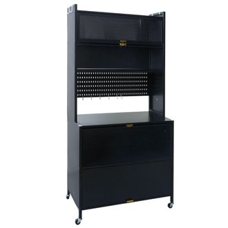 Hhg [nunca Usado] Armario De Cocina Hhg-478, Estanter&iacute;a De Cocina, Encimera, Compartimentos Con Ruedas, Metal, 175 X 80 X 42 Cm, Negro