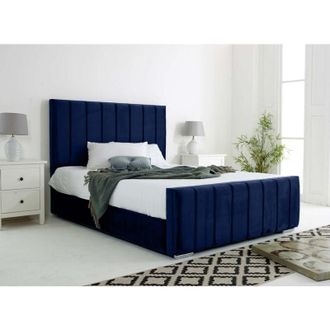 Casa Coraline Blue Plush Velvet Single Bed Frame