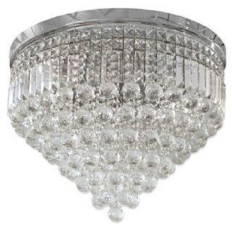 Trade Shop Lampadario Soffitto Plafoniera Con Sfere Cristalli In Vetro Portalampada E14 a - Argento - Trade Shop Traesio