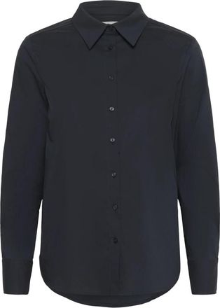 Part Two Donkerblauwe Nimini PW SH Blouse - Dames - Overhemden - Blauw - 2XS - Katoen - Overhemden