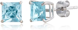 MAX + STONE 10k Yellow or White Gold 5mm Princess Cut Gemstone Stud Earrings