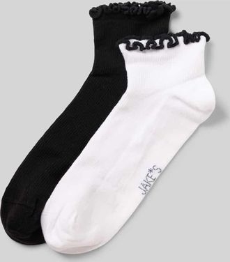 Jake*s Casual Socken mit Wellensaum im 2er-Pack in Weiss, Gr&ouml;&szlig;e 35-38