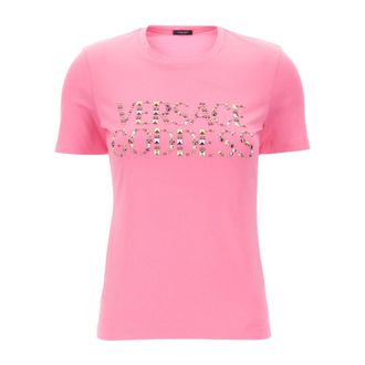 Versace T-Shirts, female, Pink, Size: 3XS T-Shirt