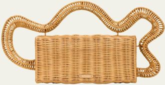 Cult Gaia Elsa Wavy Rattan Clutch Bag