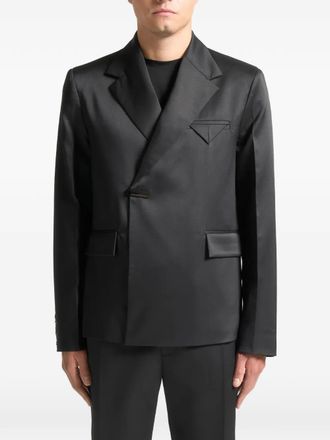 Mani&egrave;re De Voir Gaston satin double-breasted suit jacket - Black