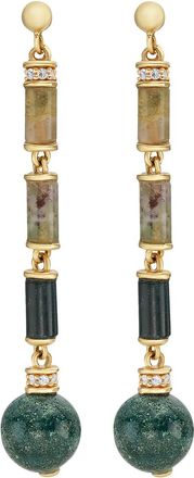 V by Laura Vann Laura Vann Embellished 18kt Gold Vermeil Drop Earrings - Green - One Size