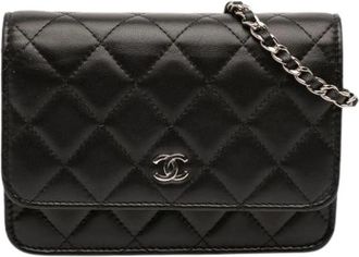 Chanel Pre-owned Classic Wallet on Chain - Dames - Vintage Accessoires - Zwart - ONE Size - Leer - Vintage