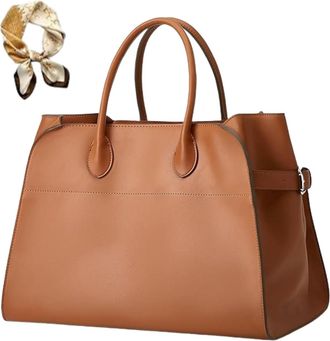 Generic Trendy PU Leather Tote Bag for Women, Large Capacity Classic Vintage Top Handle Bag, Luxury Elegant Casual Work Handbags