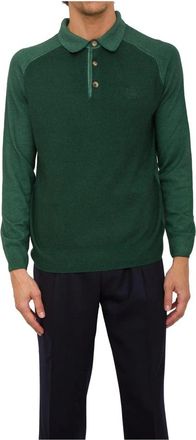 Etro Groene Polo Shirt - Heren - Polos - Groen - 2XL - Wol - Tops