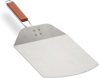 OEM Pala Para Pizza Con Mango De Madera, Para Tarta Flamb&eacute;e, Pan, Plegable, L X A: 24 X 25,5 Cm, Acero Inoxidable, Marr&oacute;n/plateado