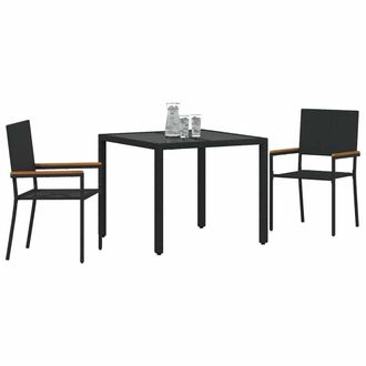 Berkfield Home Beautiful 3 Piece Garden Dining Set Black Poly Rattan