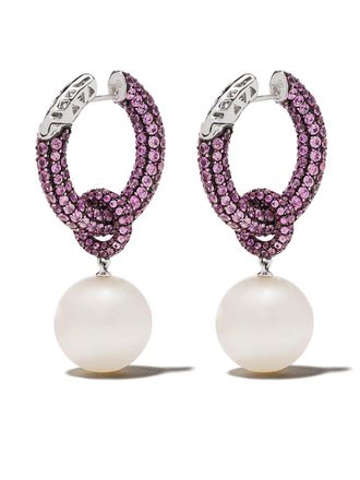 Yoko London Orecchini Belgravia in oro bianco 18kt con perle dei Mari del Sud e zaffiri - 7