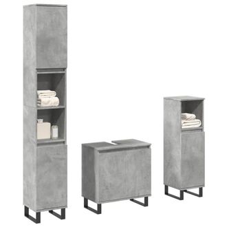 Berkfield Home 3 Piece Bathroom Furniture Set Concrete Grey Engineered Wood