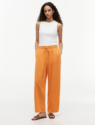 Tommy Hilfiger Womens Lightweight Linen-Blend Pull-On Pant - Orange - XXL
