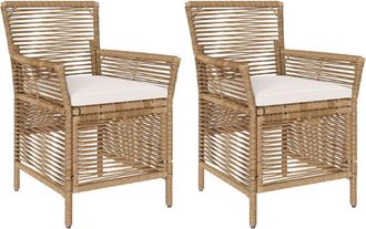 vidaXL Silla De Exterior 2 Uds. Beige Y Crema Rat&aacute;n Sint&eacute;tico Vidaxl