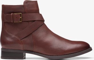 Clarks Womens Hamble Buckle British Tan Leather Boots - Brown - Size UK 5.5