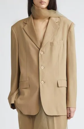 Magliano Piccolo Paradiso Organza & Wool Jacket in Beige at Nordstrom, Size X-Small