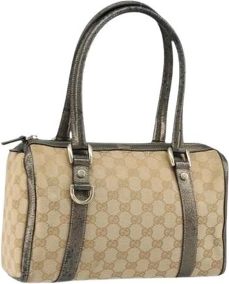 Gucci Pre-owned Handbags, female, Beige, Size: ONE SIZE Pre-owned Canvas Handbag